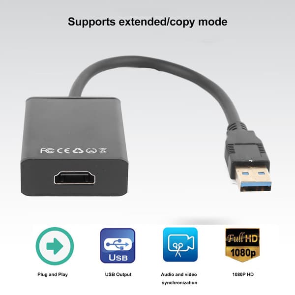 USB 3.0 til HD Multimedia Interface-adapter Støtter 1080P Driverfri USB 3.0 Multi-skjermkabel for TV-er Bærbare datamaskiner