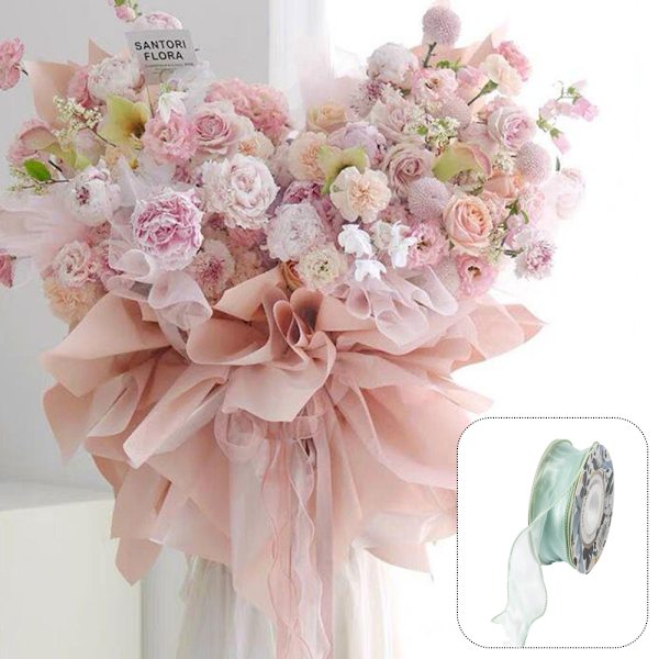 2 Rullaa 4CM Läpinäkyvää Organza-nauhaa - 20 Jaardia Lahjanpakkaamiseen, Kimppuihin