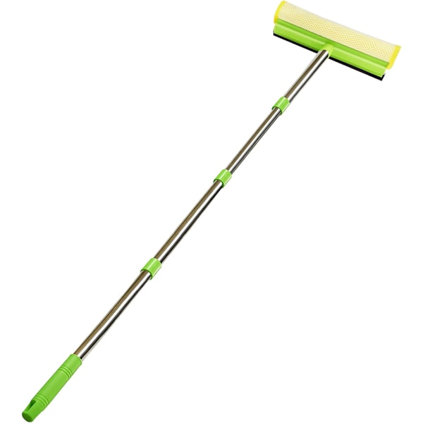 Professionel vinduesrensningsmakker, multi-anvendelig skraber med svamp, letvægts rustfrit stålhåndtag, der kan forlænges til 147 cm