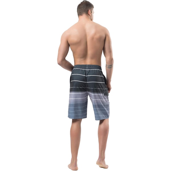 Badbyxor för män, Quick Dry Board Shorts, Colorful Stripe Swimm