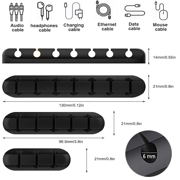 Kabelholder, Kabelstyring, 3-pak Kabelklips Multifunktionel