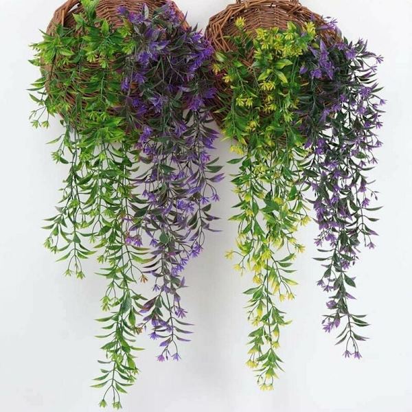 2 stk. Kunstig Vedbend Planter Hængende Grønne Kunstige Planter til Fest, Bryllup, Køkken, Have, Kontor Dekoration Lilla