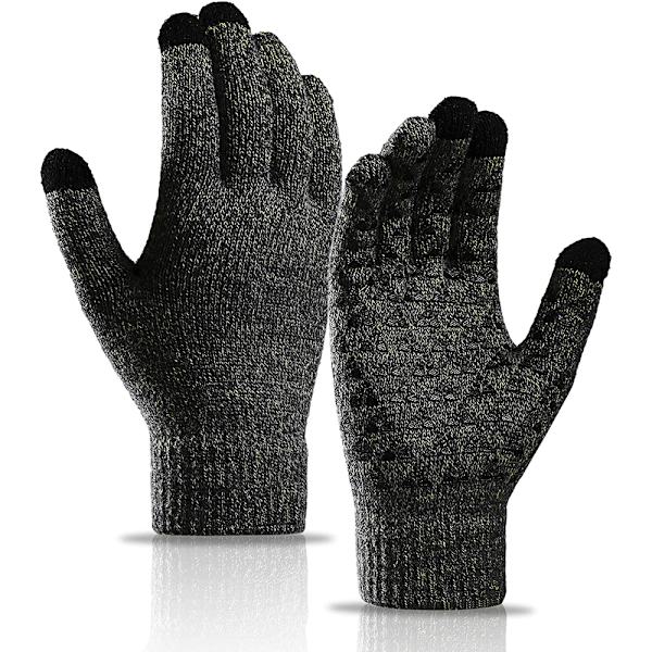 Amazon Brand - Hikaro Unisex Strikket Handsker til Mænd og Kvinder, Skridsikker Touchscreen, Termisk Fleece Sherpa Foring Handsker til Vinter Udendørs Sport