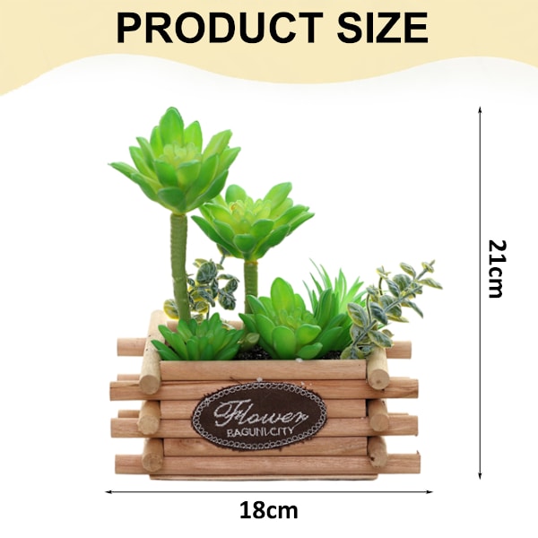 Simuleret sukkulent kombination bonsai blomst og træpotter