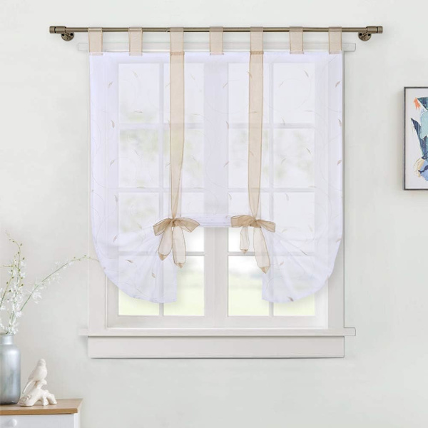 1 st Raffgardin Blad Broderi Gardiner Flik Gardin Fönster Voile