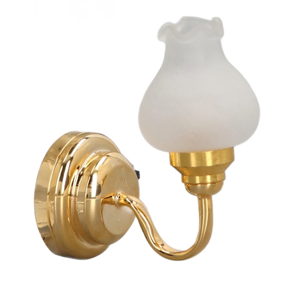 1:12 Skala Dukkehustall LED Vegglampe Tulipanform 3V Batteridrevet Miniatyr DIY Simulering Mini Vegglys