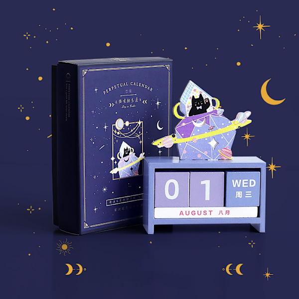 Skrivbordskalender Trä Heminredning Evighetskalender Manuell Återanvändbar Block Present Typ 3 Ingen Väska