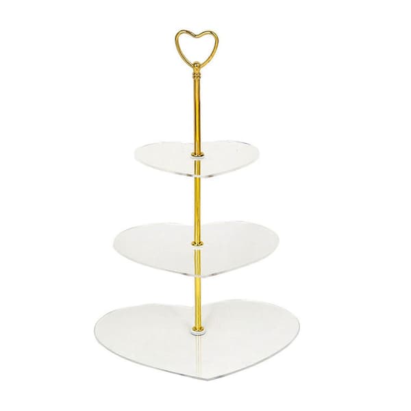 Hjerteformet Akryl Kageopsats 3-lags Cupcake Display Tårn Elegant Rund Cupcake Holder til Desserter Bryllupper Fødselsdage