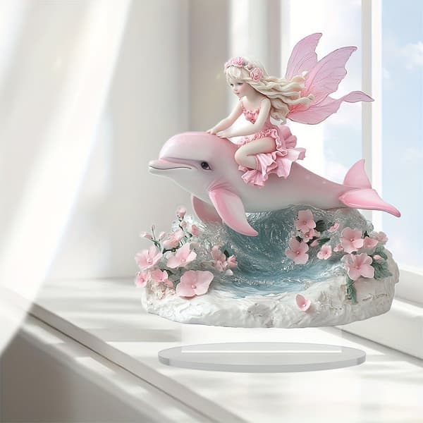 Eventyrstil Blomsterfe Delfinfigur: Soveromsborddekorasjon og Gave