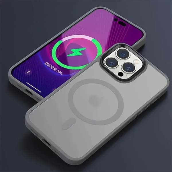 Magnetisk etui til iPhone 14 (grå) — Magnetisk design, ridsefast og faldsikker
