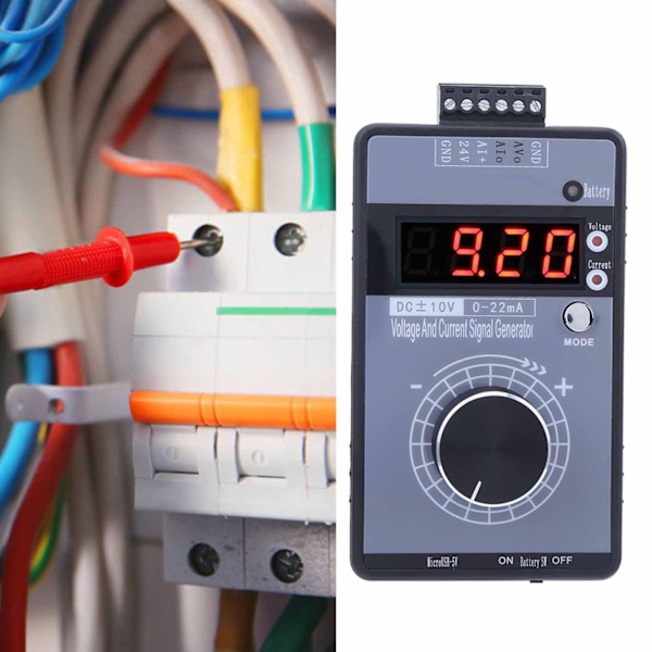 Strømssignalgenerator DC 0‑10V 0/0‑22mA Interface Analog Simulator 4-cifret Display til PLC Panel Debugging