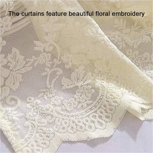 1 stk Blomsterblonder Gardin Valance Broderi Halvtransparent Kort Wi