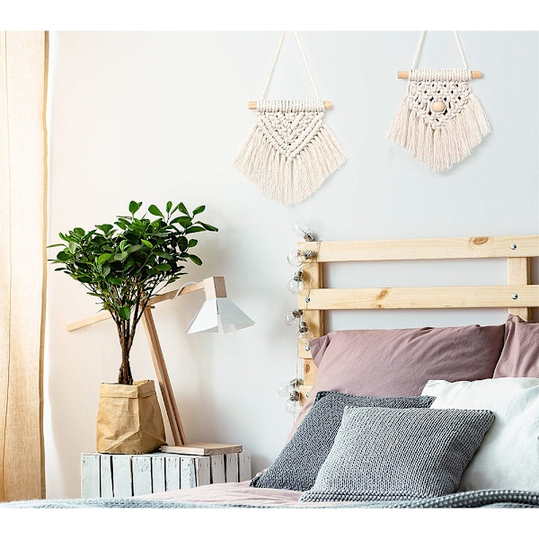 Handgjort Heminrednings Macrame Kit, Vardagsrumsdekoration Med Unika Mönster Och Geometriska Designer, Bohémisk Mini Macrame Väggbonad För