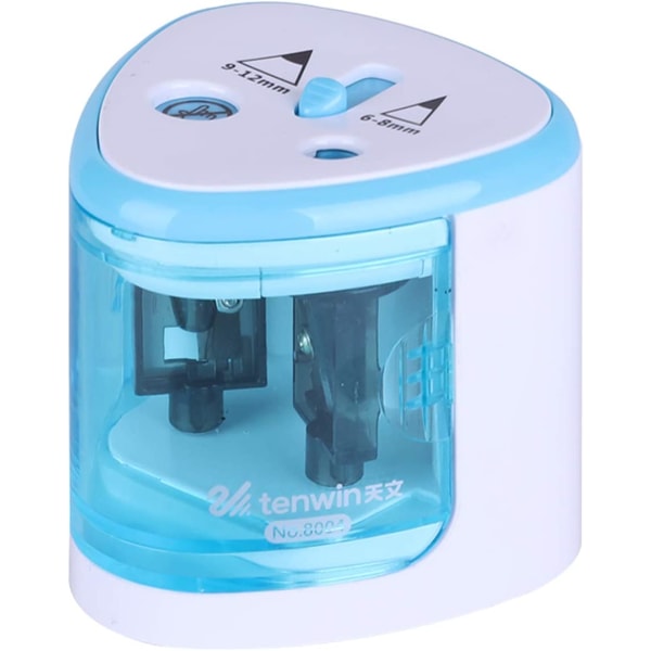 Dual Hole Electric Pencil Sharpener, Efficient and Safe, Blue