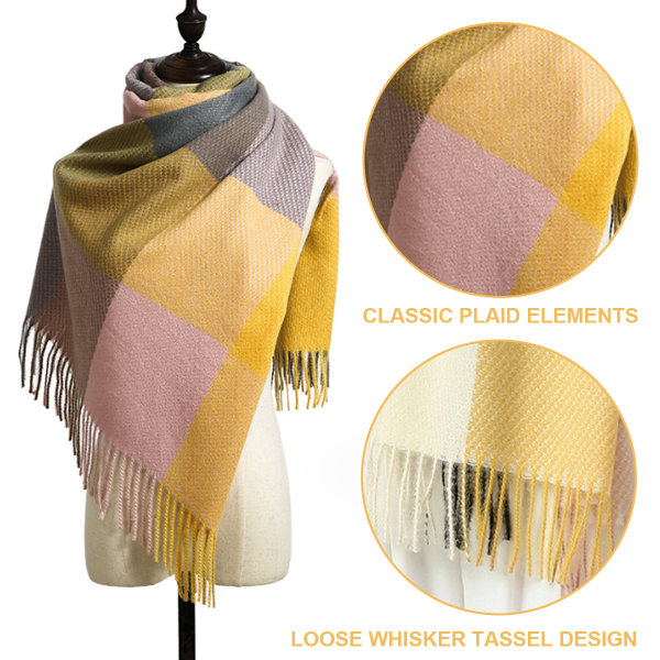 Dame Lang Rutete Teppe Chunky Oversized Vinter/Høst Varmt
