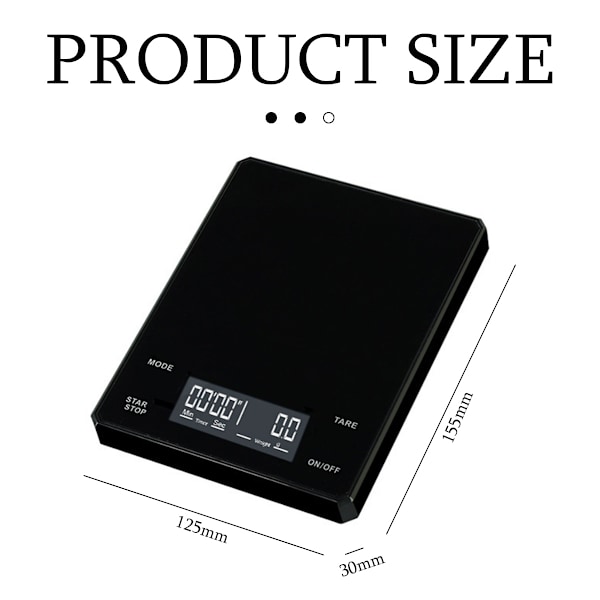 Digital kaffevågar, espressovågar, kaffevågar med timer, 3 kg/0,1 g, hög precision