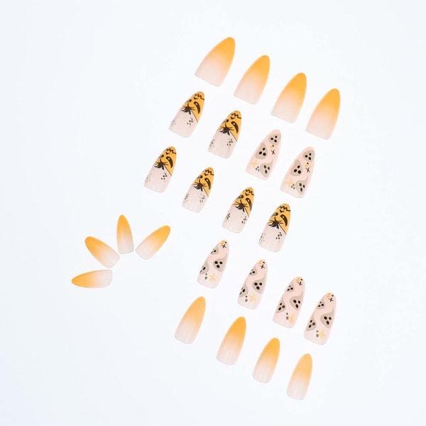 Långa tryck på naglar Stiletto falska naglar falska naglar gradient stick naglar för kvinnor och flickor (Gorgeous 2)