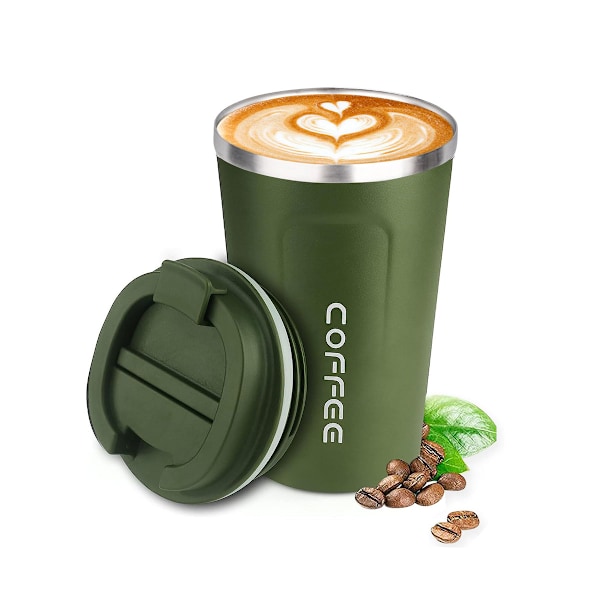 Termoskopp for kaffe på farten - lekkasikkert krus med lokk - gjenbrukbar kaffekopp - termoskopp for på farten miljøvennlig