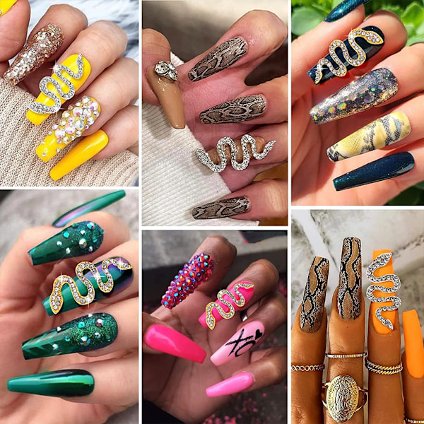 Nagelcharms, Snake Nail Art Charms 3D Nagel Strass, för Nail Art Tillbehör