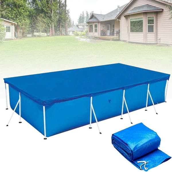 Poolskydd med ventilationshål för rektangulära ovanjordspooler, högkvalitativa material robusta och hållbara, 221X150Cm