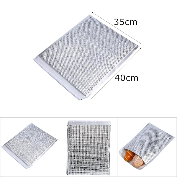 10 kpl kertakäyttöisiä alumiinifolioeristettyjä ruokasäilytyspusseja lämpöjäähdytin Hopea (35 * 40cm)
