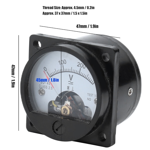 Rund Voltmeter ABS Analogt Skivepanel Måler Nøjagtigt Værktøj til Måling af SO‑45 AC 0‑300 V