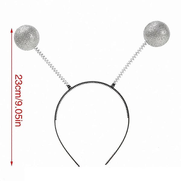 Adorkable antenne-hodeplagg til skoleball, bursdag, hårbøyler, morsomt hodeplagg, tegneserie-alien-antenne, sølv Black