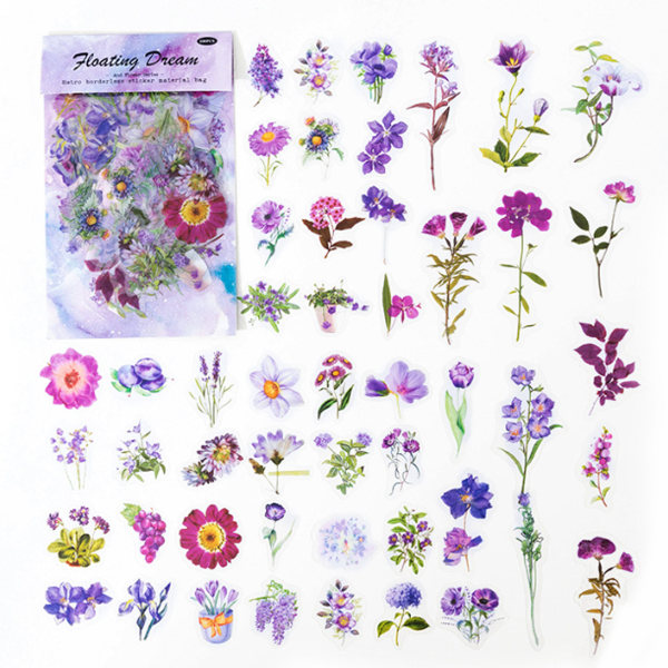 100 stk Naturlige Blomsterklistermærker til Scrapbooking Retro Kunst
