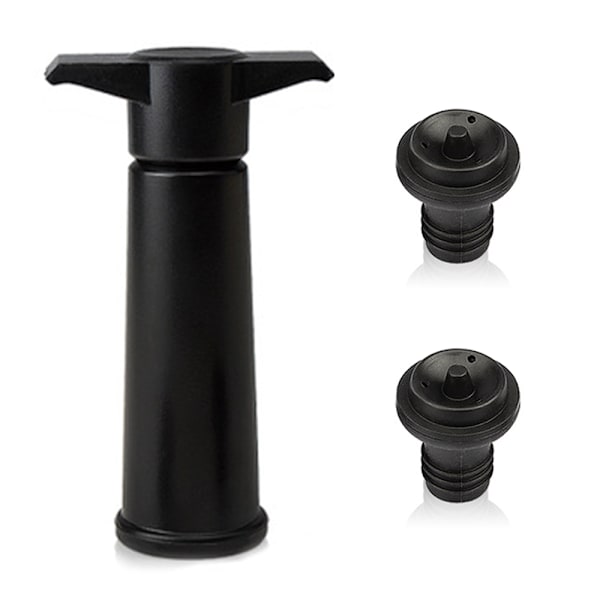 Vakuumflaskepropper Sorte Pumpe med Vinbesparer propper Holder vin frisk (Sort Pumpe + 2 Propper)