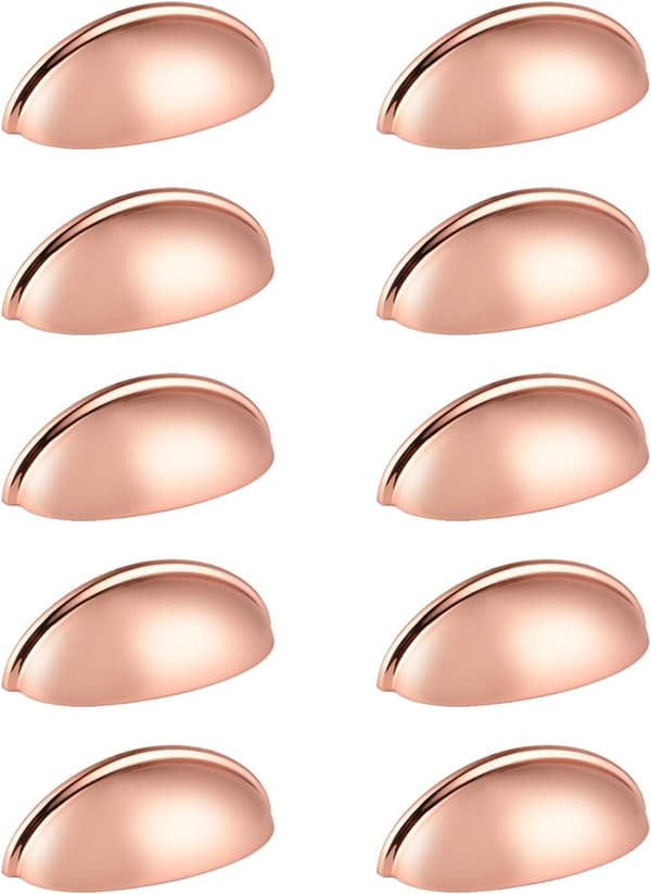 10-pack 76 mm Köksskåp Kopphandtag Roséguld Skalform Säng