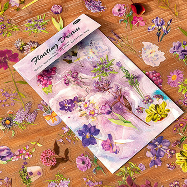 100 stk Naturlige Blomsterklistermærker til Scrapbooking Retro Kunst