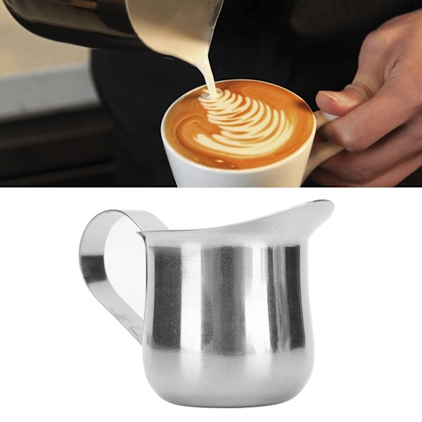 Melkeskumkanne i rustfritt stål, ergonomisk melkeskumkopp, kanne for dampende melk til kaffe, 2 oz