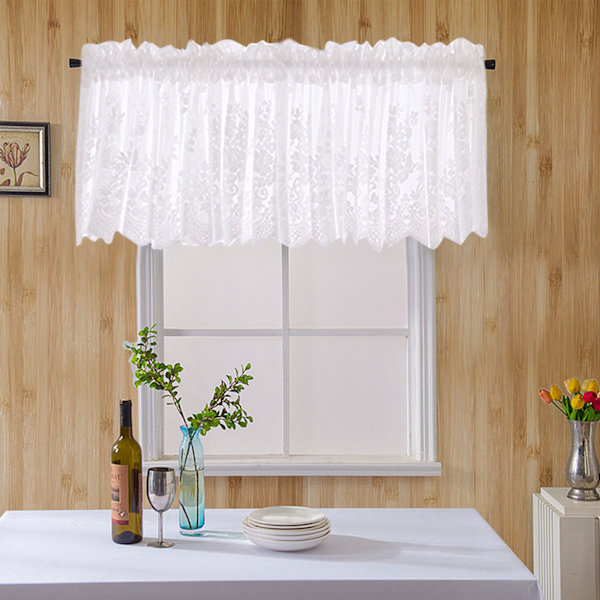 Blommig Spetskappa, Kort Gardin i Caféstil för Köksinredning, Halvskir Tyg Filtrerar Ljuset Graciöst, Broderade Blommor Ger Charm