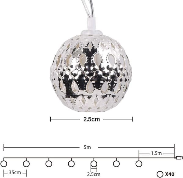 Marockansk LED-belysning. 5m och 40 glödlampor. Drivs via USB. pengar. 2