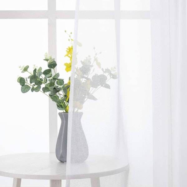 Gennemsigtig Voile Gardin med Øjer, Transparent Look Gardin Trans