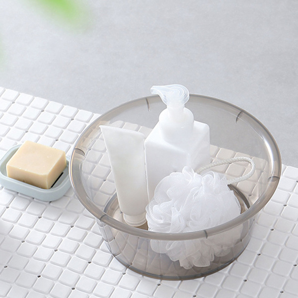 Stor transparent tvättkorg hushåll plast enkel tjock tvättställ student sovsal plastfat grå