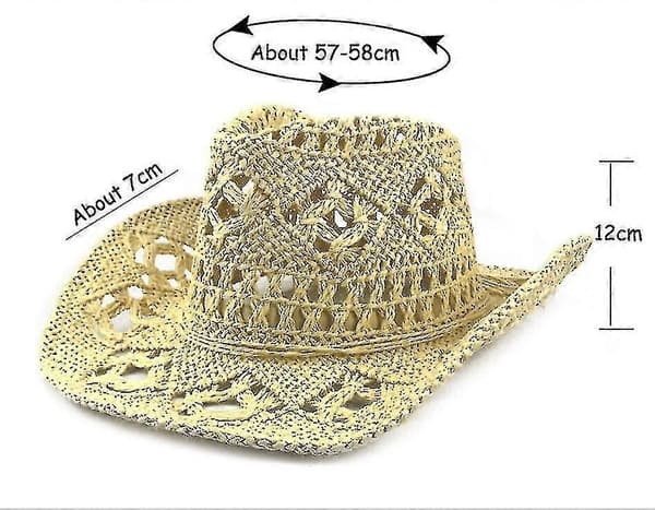 Håndlaget Cowboyhatt for Kvinner/Menn - Perforert, Bredbremmet, Sommer, Strand, Solhatt