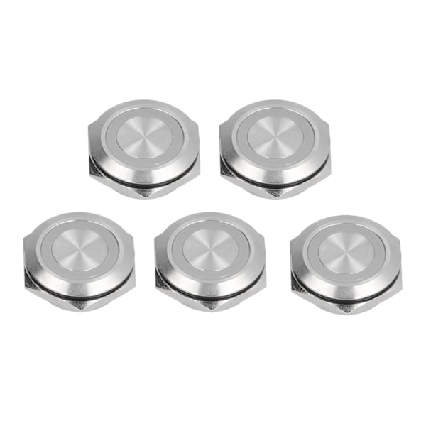 5 stk Momentære Trykknapper Metall Auto Reset Ultra Tynn Vanntett med LED 25mmDC3~6V Rød
