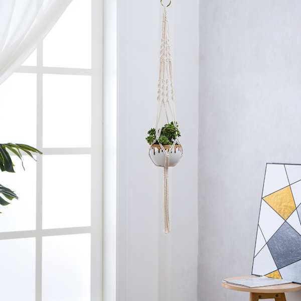 Hängande Macrame Växtställ 4-pack Bomullsrep Hängande Korg