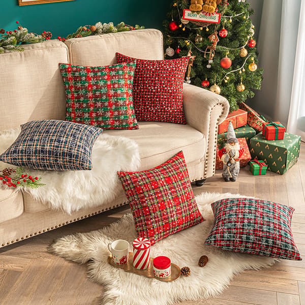 Julkuddöverdrag 45x45 cm 2-pack, Vinter Prydnadskuddöverdrag Juldekoration Style 1