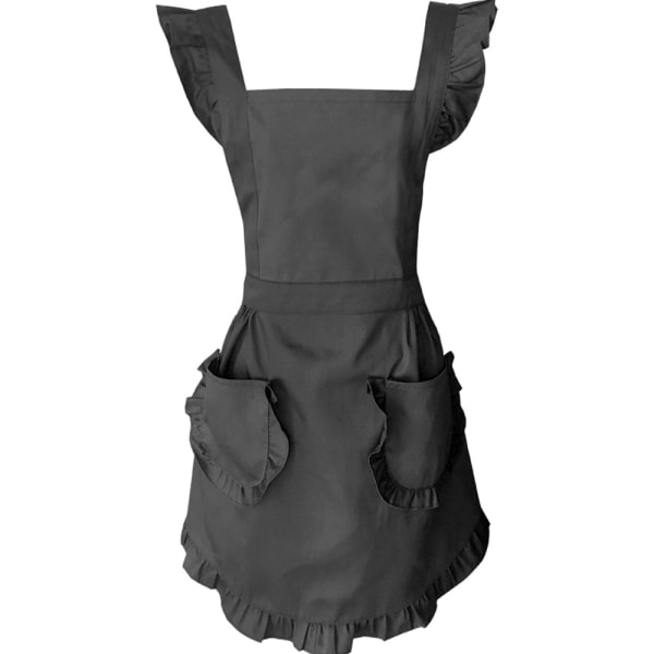 Retro Justerbar Rufflet Forkle med Lommer, Small til Plus Size L