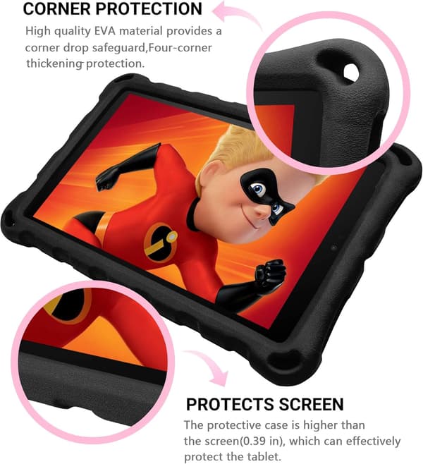 2019 Ny Fire 7 Tablet Fodral, (Kompatibel med 5:e generationen, 2015 års modell/7:e generationen, 2017 års modell/9:e generationen, 2019 års modell), Lättvikt N-black