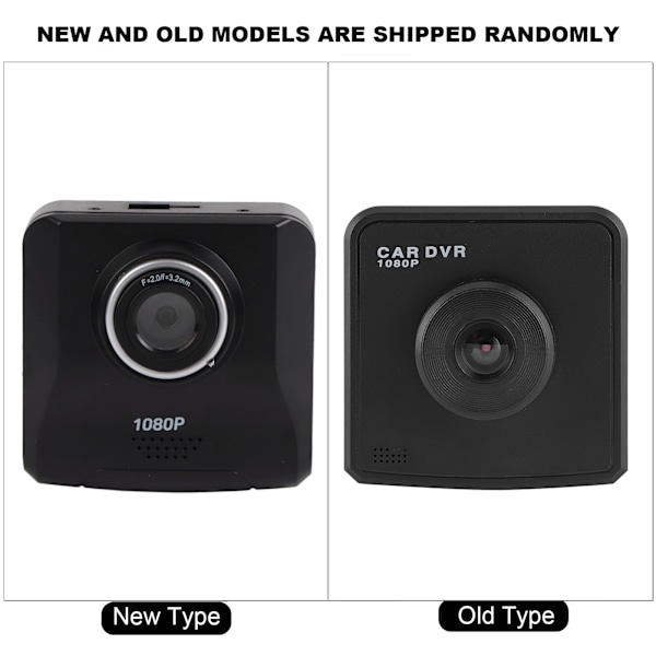 2,4 tum 720P Bilkörningsinspelare HD LCD-skärm DVR Loopinspelning 170° Vidvinkel Dashcam
