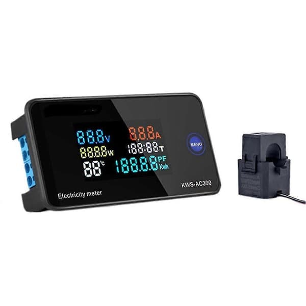 AC 50-300V Voltmeter Ammeter KWS S Meter LED Digital AC Wattmeter Elektrisk Måler (med S