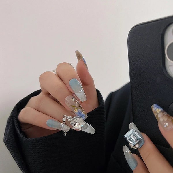Gör-det-själv hantverk glänsande platt rygg Glas Kristallstenar Set Jewels Nail Decorate Style 3