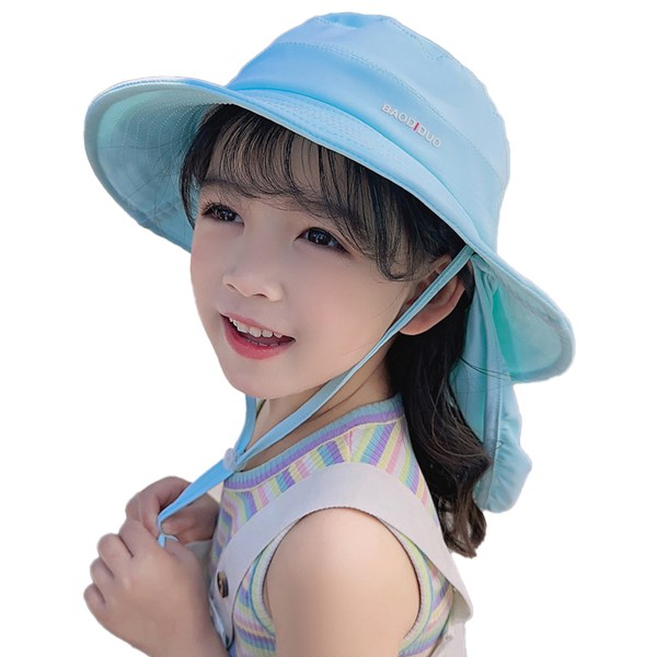 UPF 50+ Solhatt for gutter og jenter med nakkeklaff Sommerstrandhatt Barn