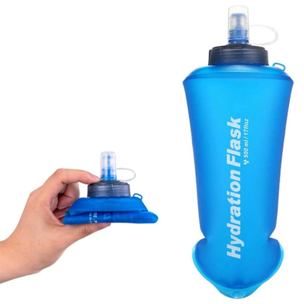 2-pack mjuka hydreringsflaskor, hopfällbara vattenflaskor för löpning, vandring, cykling, klättring 500 ml