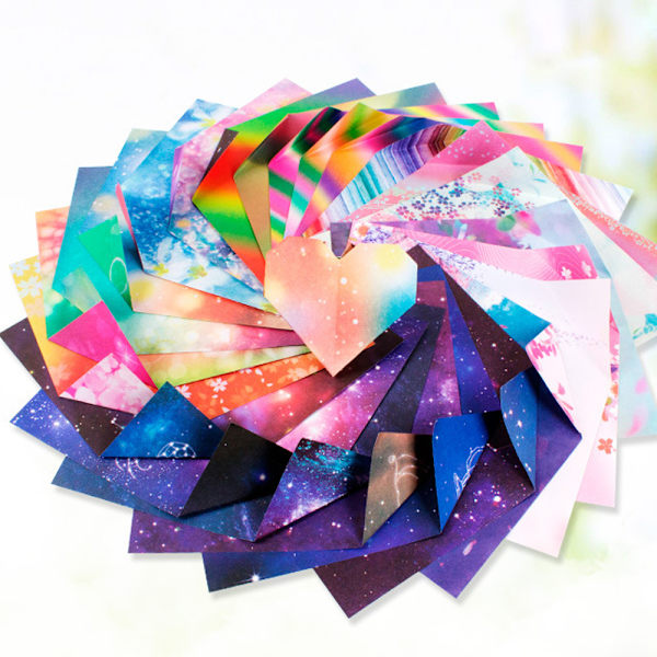 Origamipappersats 200 ark Dubbelsidiga tryckta mönster Kvadrat för konst och hantverksprojekt