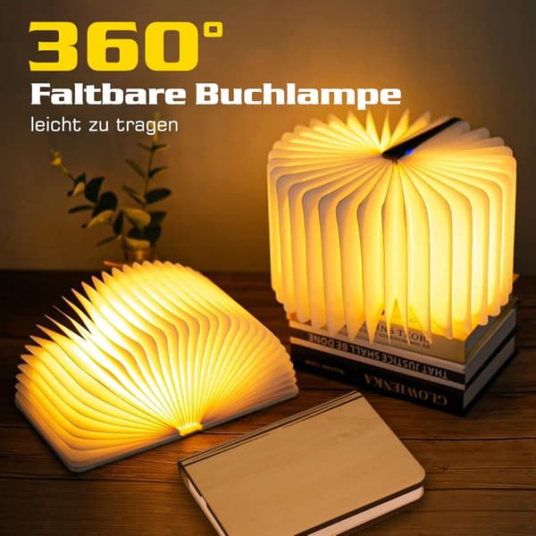 Træ Foldbar Led Bog Lampe 5 Farver Led Bordlampe, Bog Form