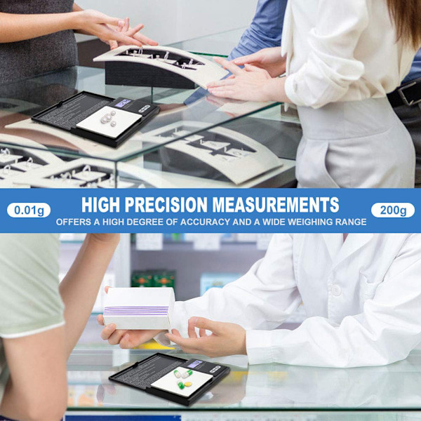 Digital fickvåg med färgskiftande display för exakt mätning, Smart-Off-teknik, vägningsverktyg med överbelastningsskydd för guld och silver
